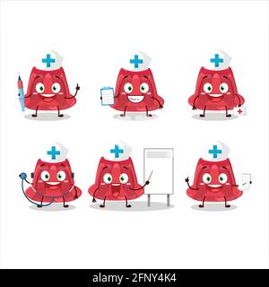 Doctor profession emoticon with red pudding cartoon character. Vector illustration Stock Vector