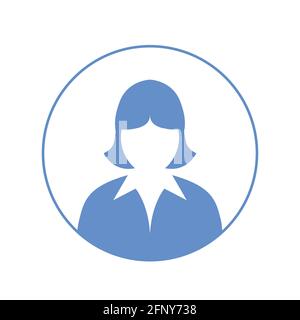 Female head icon silhouette. Female avatar profile sign, face silhouette stock vector Stock Vector