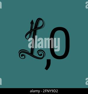 Vector beautiful one in monogram style. Digital art Stock Vector