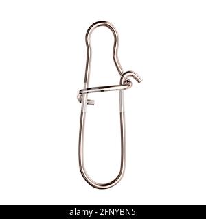 Fishing accessories, steel snap hooked. Isolated on a white background, 3D rendering. Stock Photo