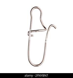 Fishing accessories, steel snap unlocked. Isolated on a white background, 3D rendering. Stock Photo