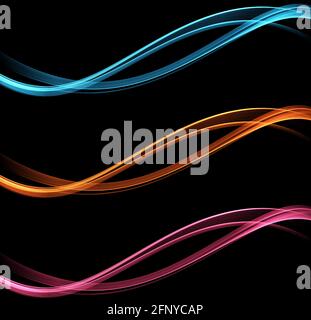Vector abstract colorful flowing wave lines isolated on black background. Design element for technology, science, music or modern concept. Stock Vector