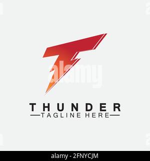 Letter T Thunder electric lightning logo vector illustration design.Flash T Letter Logo, Electrical Bolt Logo Vector Stock Vector