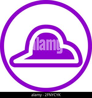 Sharp cloud icon in flat design with purple color and outline on a line circle background. Stock Vector