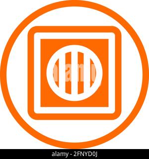 Outdoor unit icon in flat design with orange color and outline on a line circle background. Stock Vector