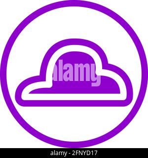 Soft cloud icon in flat design with purple color and outline on a line circle background. Stock Vector