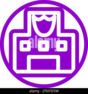 Police station icon in flat design with purple color and outline on a line circle background. Stock Vector