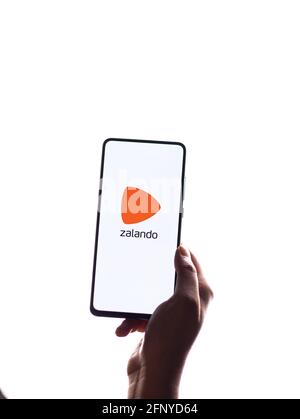 Assam, india - May 18, 2021 : Zalando logo on phone screen stock image. Stock Photo