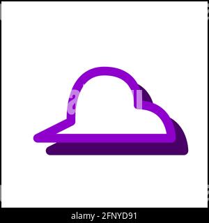 Sharp cloud icon in flat design with purple color and drop shadow. Stock Vector