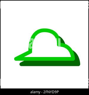 Sharp cloud icon in flat design with green color and drop shadow. Stock Vector
