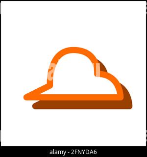 Sharp cloud icon in flat design with orange color and drop shadow. Stock Vector