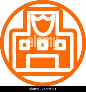 Police station icon in flat design with orange color and outline on a line circle background. Stock Vector