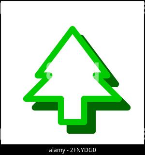 Sharp tree icon in flat design with green color and drop shadow. Stock Vector