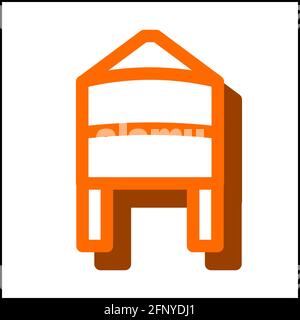 Water tower icon in flat design with orange color and drop shadow. Stock Vector