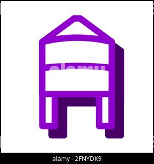 Water tower icon in flat design with purple color and drop shadow. Stock Vector
