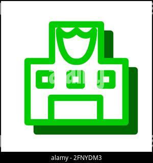 Police station icon in flat design with green color and drop shadow. Stock Vector
