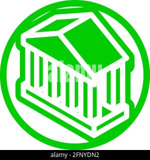 icon in isometric flat design with green color and outline on a line circle background. Stock Vector