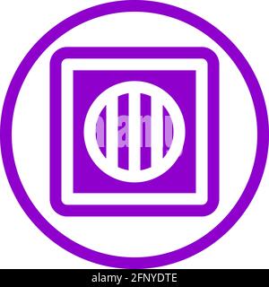 Outdoor unit icon in flat design with purple color and outline on a line circle background. Stock Vector