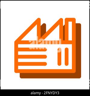 Factory icon in flat design with orange color and drop shadow. Stock Vector