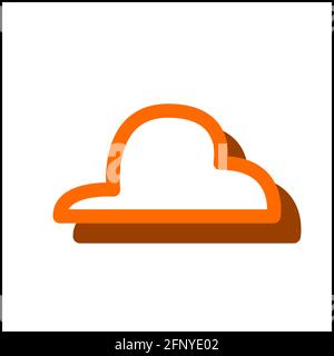 Soft cloud icon in flat design with orange color and drop shadow. Stock Vector