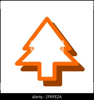 Sharp tree icon in flat design with orange color and drop shadow. Stock Vector