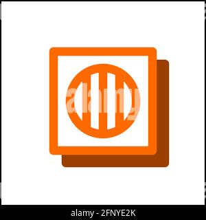 Outdoor unit icon in flat design with orange color and drop shadow. Stock Vector