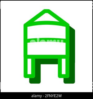 Water tower icon in flat design with green color and drop shadow. Stock Vector