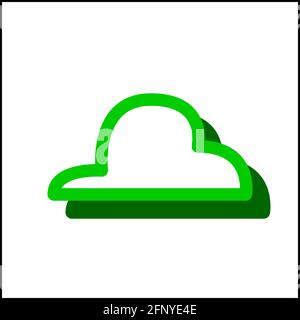 Soft cloud icon in flat design with green color and drop shadow. Stock Vector