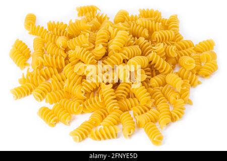 Eliche italian pasta on white isolated background with clipping path. Stock Photo