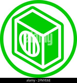 Outdoor unit icon in isometric flat design with green color and outline on a line circle background. Stock Vector