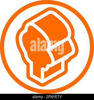 Soft tree icon in isometric flat design with orange color and outline on a line circle background. Stock Vector