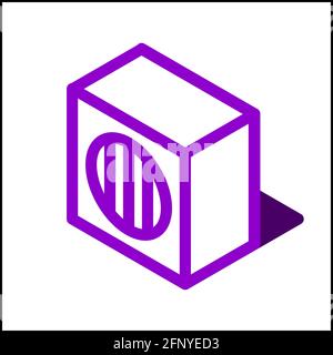 Outdoor unit icon in isometric flat design with purple color and shape of a shadow. Stock Vector