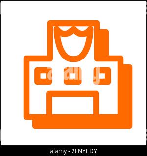 Police station icon in flat design with orange color and drop shadow. Stock Vector