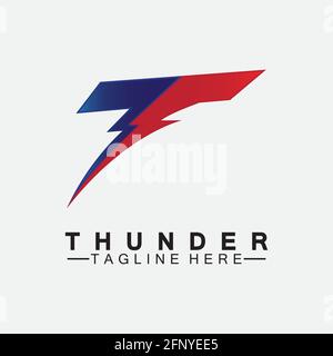 Letter T Thunder electric lightning logo vector illustration design.Flash T Letter Logo, Electrical Bolt Logo Vector Stock Vector