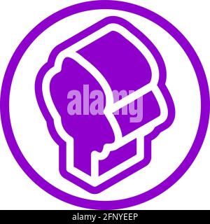 Soft tree icon in isometric flat design with purple color and outline on a line circle background. Stock Vector