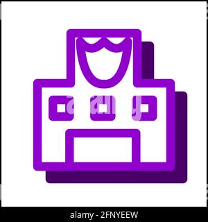 Police station icon in flat design with purple color and drop shadow. Stock Vector