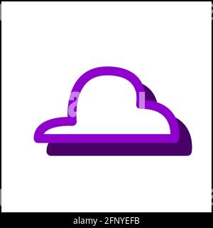 Soft cloud icon in flat design with purple color and drop shadow. Stock Vector