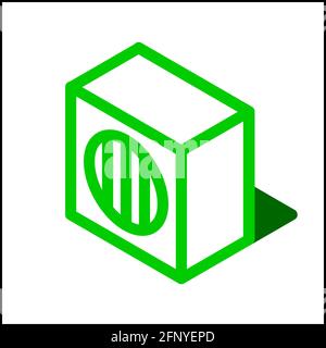 Outdoor unit icon in isometric flat design with green color and shape of a shadow. Stock Vector