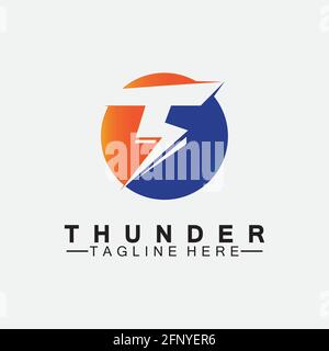 Letter T Thunder electric lightning logo vector illustration design.Flash T Letter Logo, Electrical Bolt Logo Vector Stock Vector