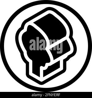 Soft tree icon in isometric flat design with black color and outline on a line circle background. Stock Vector