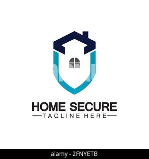 Home secure logo, smart house logo design,Home protection logo design template. Vector shield and house logotype illustration. Stock Vector