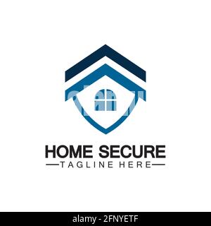 Home secure logo, smart house logo design,Home protection logo design template. Vector shield and house logotype illustration. Stock Vector