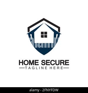 Home secure logo, smart house logo design,Home protection logo design template. Vector shield and house logotype illustration. Stock Vector