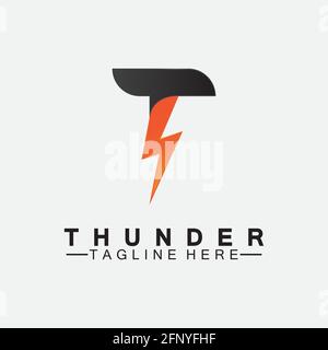 Letter T Thunder electric lightning logo vector illustration design.Flash T Letter Logo, Electrical Bolt Logo Vector Stock Vector