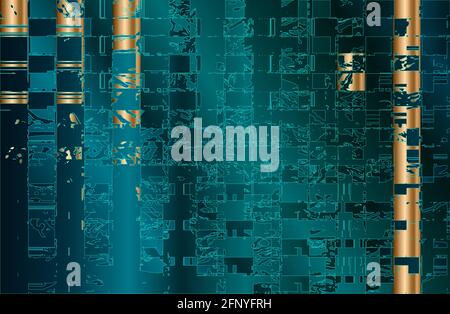 Luxury abstract black, golden, turquoise, metal gradient background. Vector illustration Stock Vector