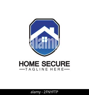Home secure logo, smart house logo design,Home protection logo design template. Vector shield and house logotype illustration. Stock Vector