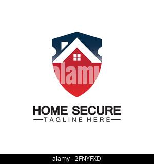 Home secure logo, smart house logo design,Home protection logo design template. Vector shield and house logotype illustration. Stock Vector