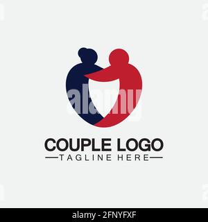 people with love couple vector logo icon  symbol vector. This also represents married couple, husband & wife, bride and bridegroom, live-in partners, Stock Vector