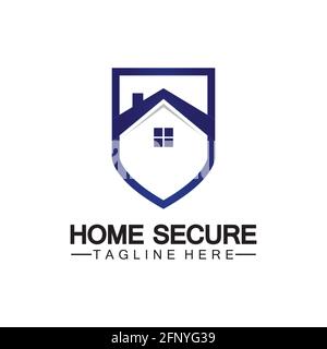 Home secure logo, smart house logo design,Home protection logo design template. Vector shield and house logotype illustration. Stock Vector