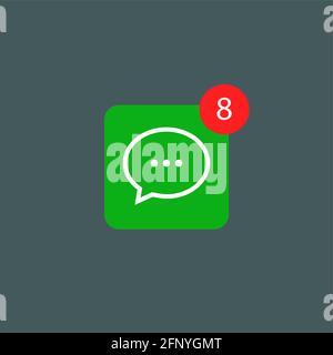 Message notification alert icon. Bell mobile bubble new message symbol Stock Vector